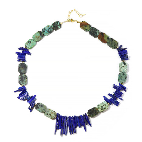 Zilveren halsketting met turkooisstenen