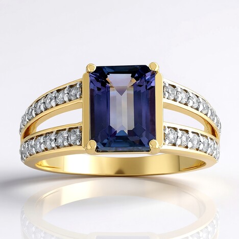 Anello in oro con Tanzanite Viola Non Riscaldata