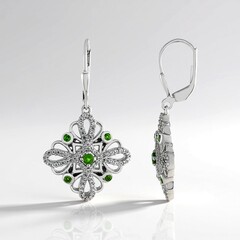 Orecchini in argento con Diopside Russo