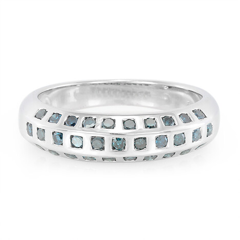 Anillo en plata con Diamante azul rey
