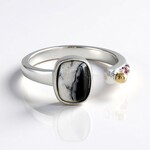 Anello in argento con Dolomite White Buffalo (Granulieren)
