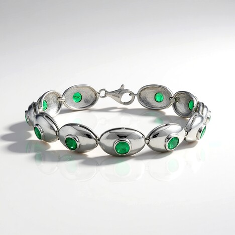 Bracciale in argento con Smeraldo Zambia