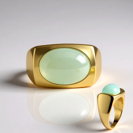 Bague en argent et Calcédoine d'eau