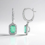 Boucles d'oreilles en argent et Emeraude de Colombie