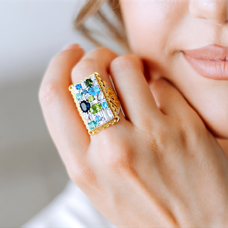 Pierścionek na srebro i Topaz London Blue (Gems en Vogue)