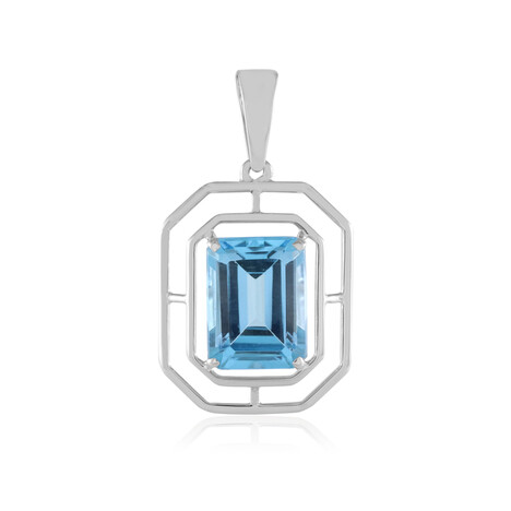 Pendentif en platine et Topaze bleu Suisse