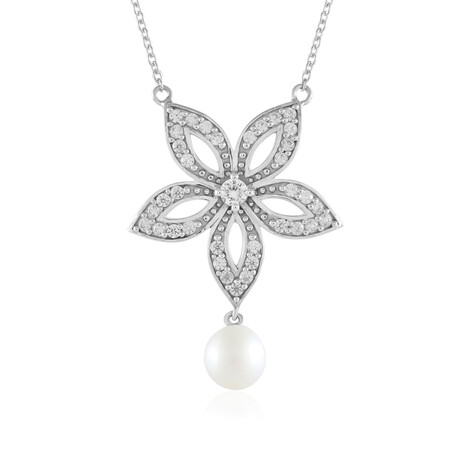 Collier en argent et Perle blanche de culture d'eau douce