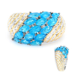 Neonblauer Apatit-Silberring