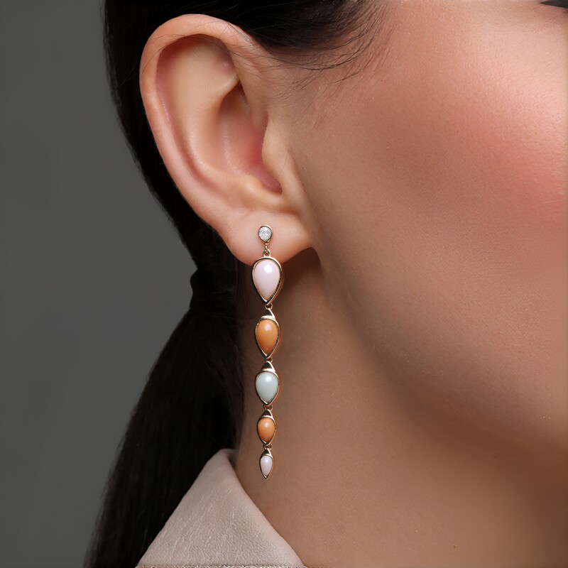 Orecchini in argento con Opale Rosa (KM by Juwelo)