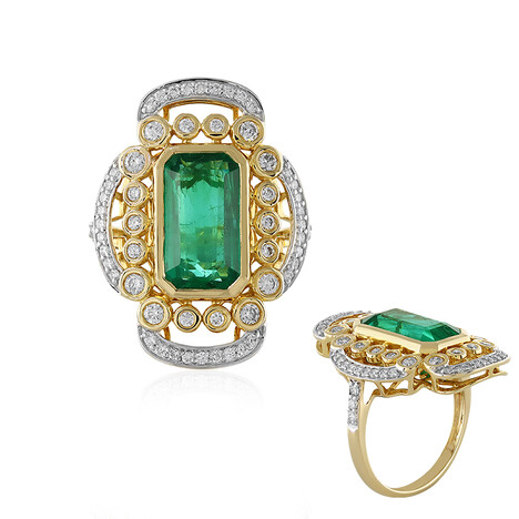 Bague en or et Emeraude de Zambie AAA (AMAYANI)