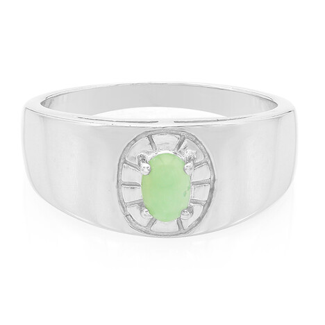 Zilveren herenring met een keizerlijk chrysopraas