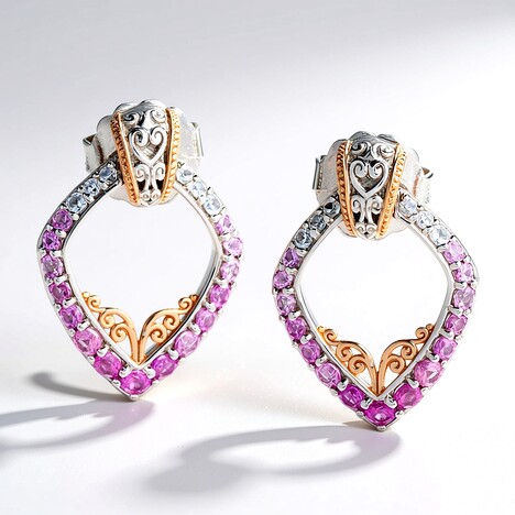 Orecchini in argento con Zaffiro Rosa (Gems en Vogue)