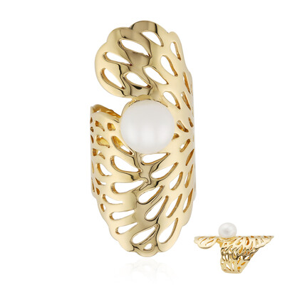 White Freshwater Pearl Silver Ring (TPC)