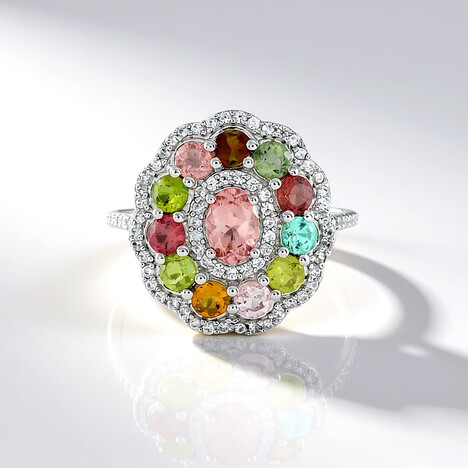 Anello in argento con Tormalina Rosa Nigeriana
