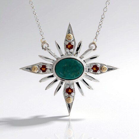 Collana in argento con Turchese Tyrone (Granulieren)