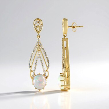 Welo Opal Silver Earrings (Adela Silber)