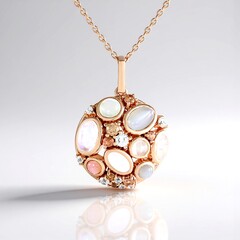 Collana in argento con Pietra di Luna Bianca (KM by Juwelo)