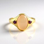 Anello in argento con Pietra di Luna Pesca (KM by Juwelo)