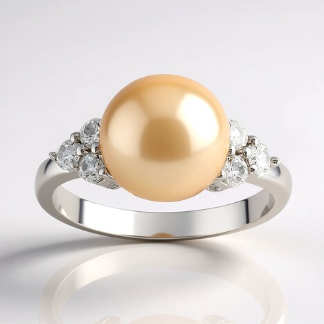 Anello in argento con Perla Ming color Pesca (TPC)