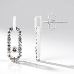 Orecchini in argento con Diamante Cioccolato I2