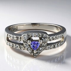 Anello placcato in platino con Tanzanite non riscaldata