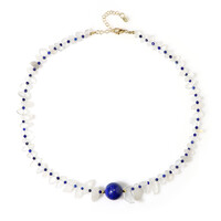 Zilveren halsketting met een lapis lazuli (Riya)