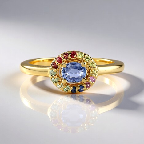 Anello in argento con Zaffiro Ceylon Blu (non riscaldato)
