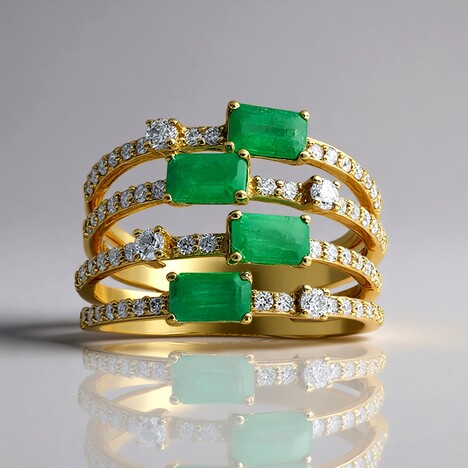 Bague en or et Emeraude de Zambie AAA (CIRARI)