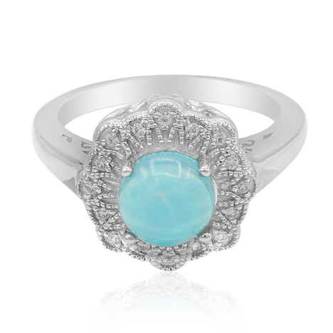 Anillo en plata con Ópalo azul de Etiopía