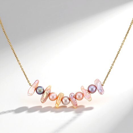 Collier en argent et Perle de culture d’eau douce Keshi pourpre