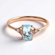 Gouden ring met een AAA Braziliaanse Aquamarijn (CIRARI)