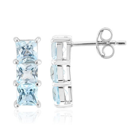 Boucles d'oreilles en argent et Topaze bleu ciel