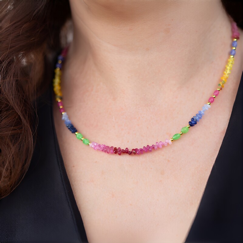 Edelstein-Silberhalskette (Riya)