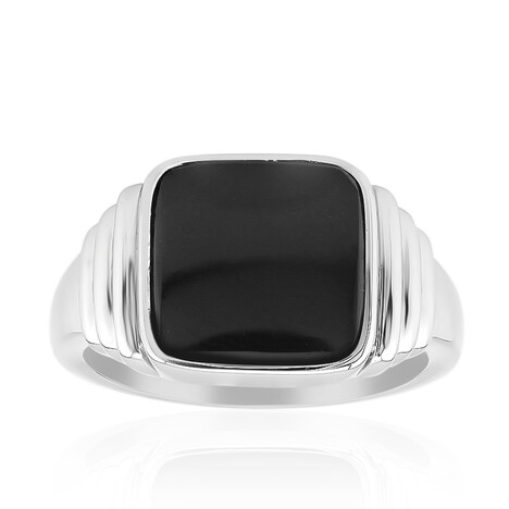 Schwarzer Onyx-Silberring