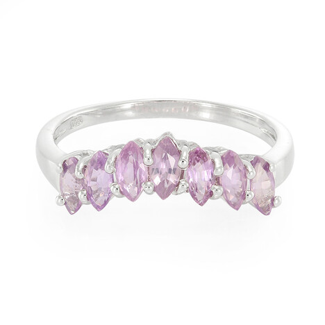 Nicht erhitzter Purpurfarbener Ceylon-Saphir-Silberring