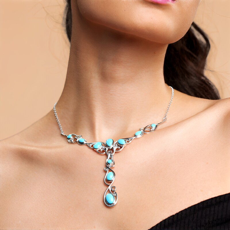 Collar en plata con Turquesa bella durmiente (Faszination Türkis)