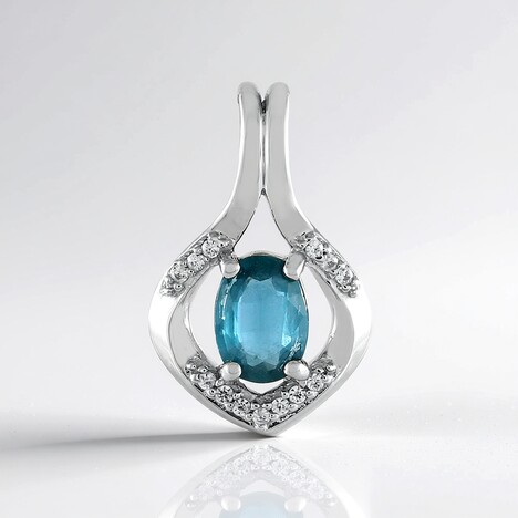 Ciondolo in argento con Cianite Blu Foglia di Tè
