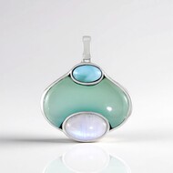 Pendentif en argent et Calcédoine d'eau (KM by Juwelo)