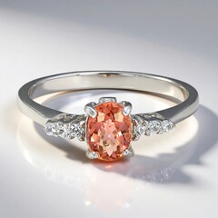 Anello placcato in platino con Tormalina Rosa Cuprian