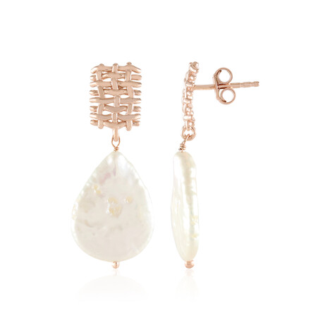 White Freshwater Pearl Silver Earrings (MONOSONO COLLECTION)