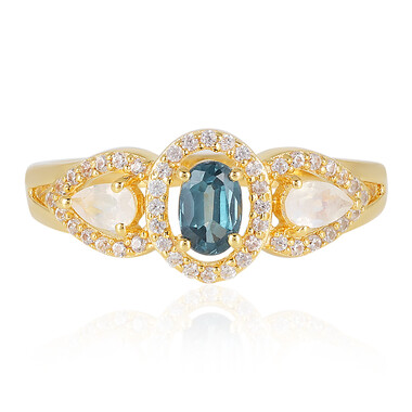 Anello in argento con Cianite Blu Foglia di Tè