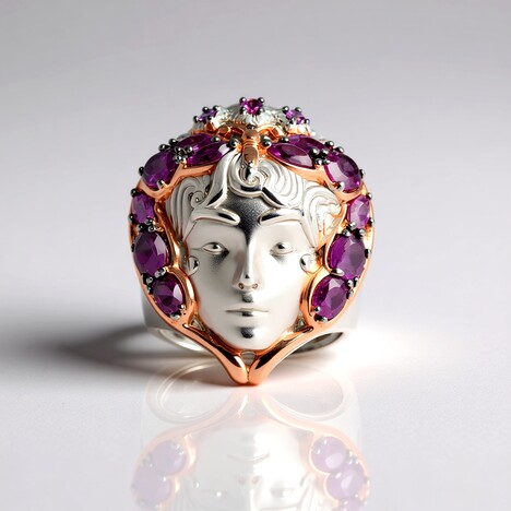 Anello in argento con Granato viola a viraggio di colore (Gems en Vogue)