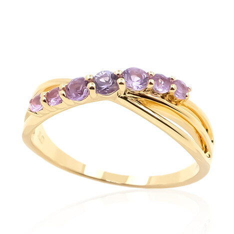 Nicht erhitzter Purpurfarbener Ceylon-Saphir-Silberring