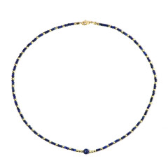 Zilveren halsketting met een lapis lazuli