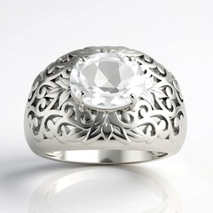 Anello in argento con Quarzo Bianco