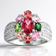 Anillo en plata con Turmalina rosa de Brasil (de Melo Essence)