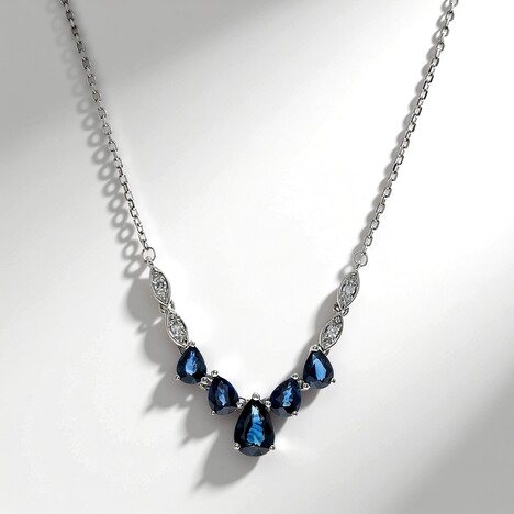 Collana in oro con Zaffiro Ceylon Blu