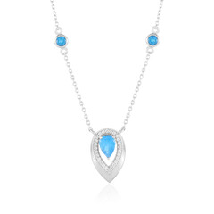 Neonblauer Apatit-Silbercollier
