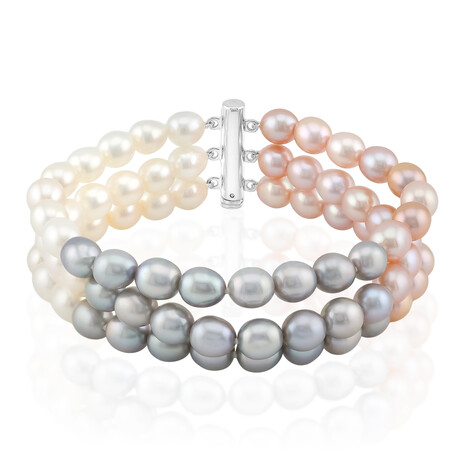 Zilveren armband met Witte zoetwater kweekparels