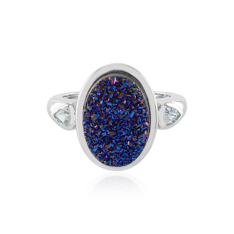 Anello in argento con Agata Glitter Blu